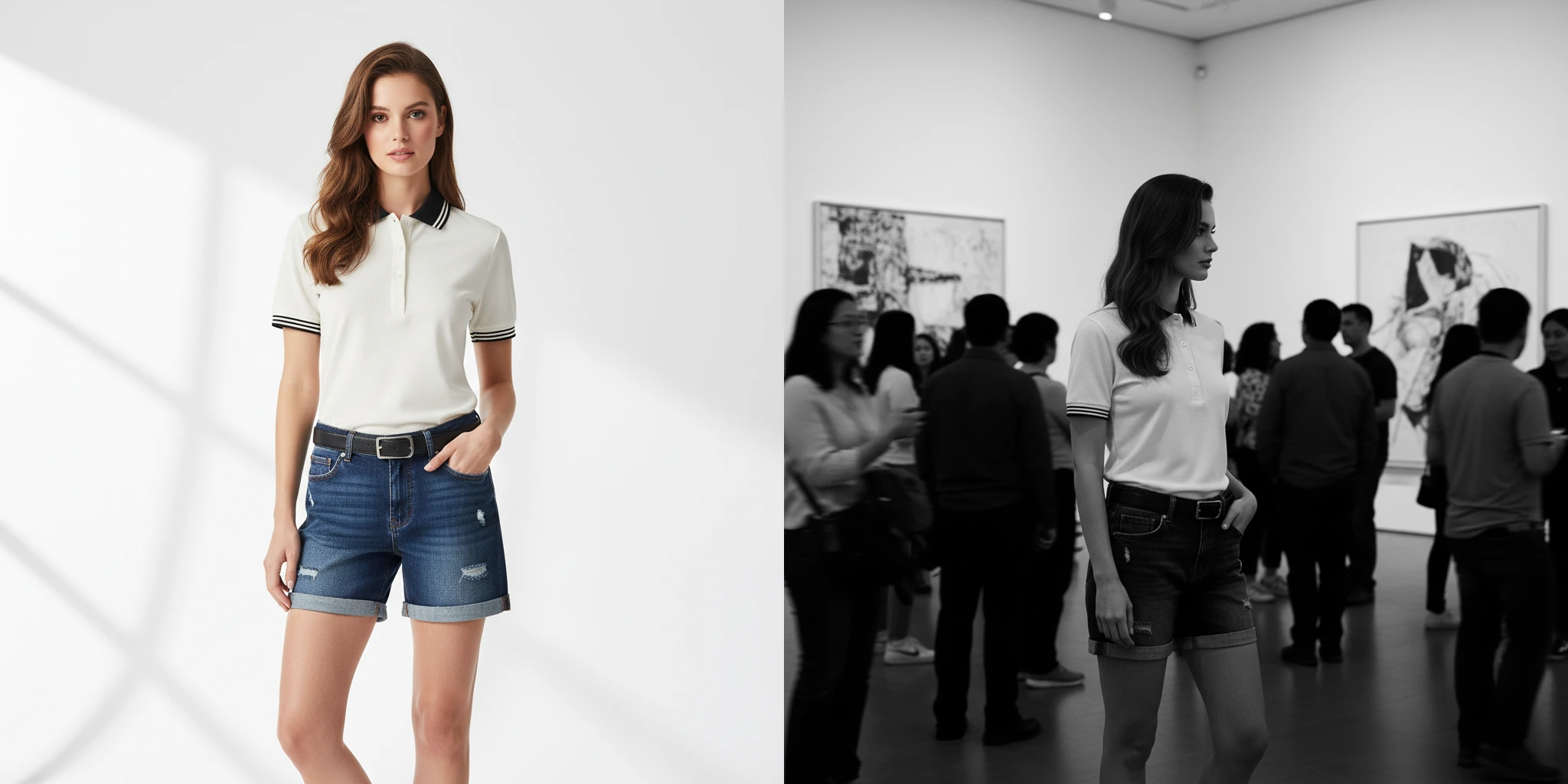Black & white photo in art gallery