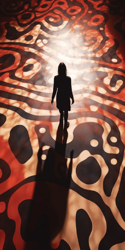 High Angle Figure Crossing Giant Abstract Floor Pattern