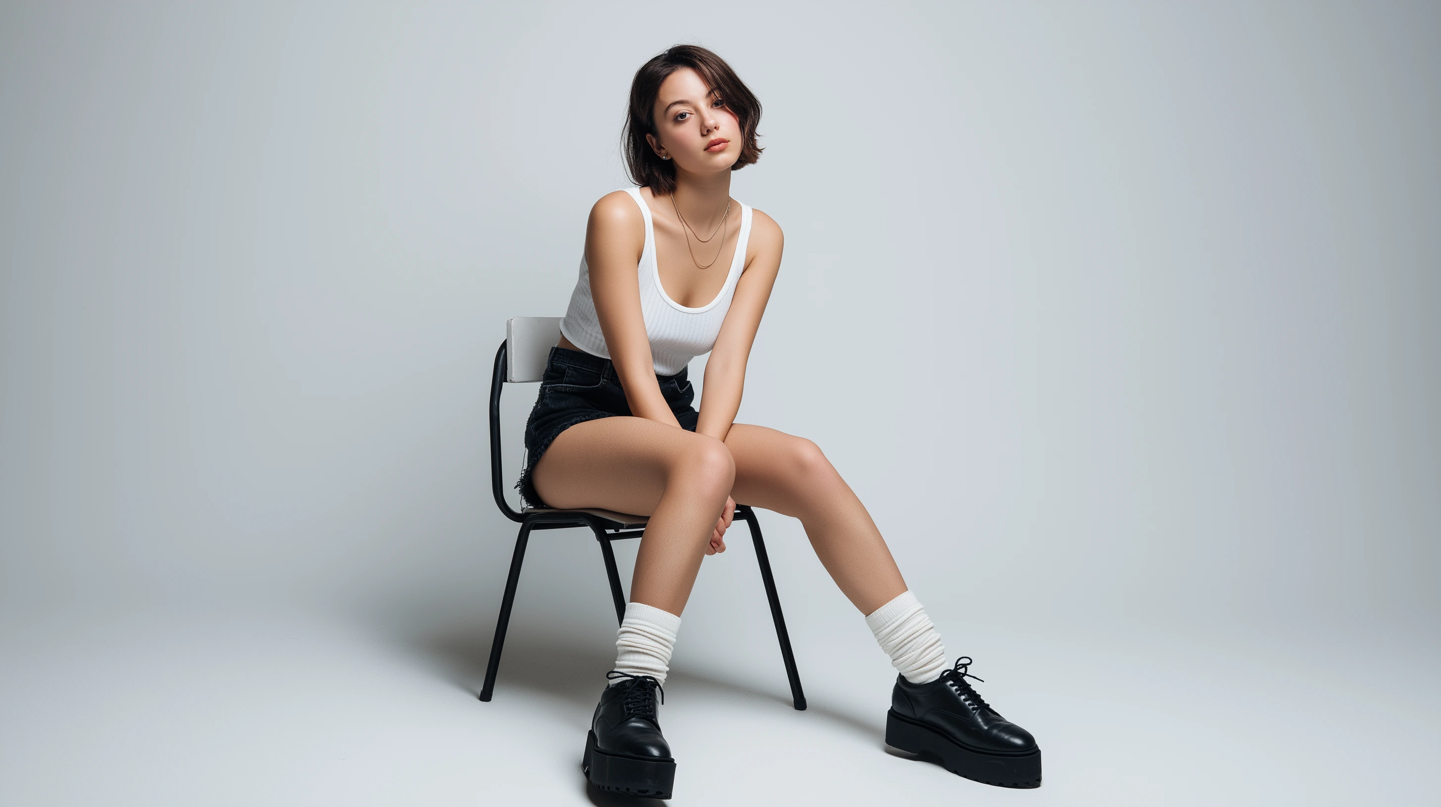 A young woman model in studio style
