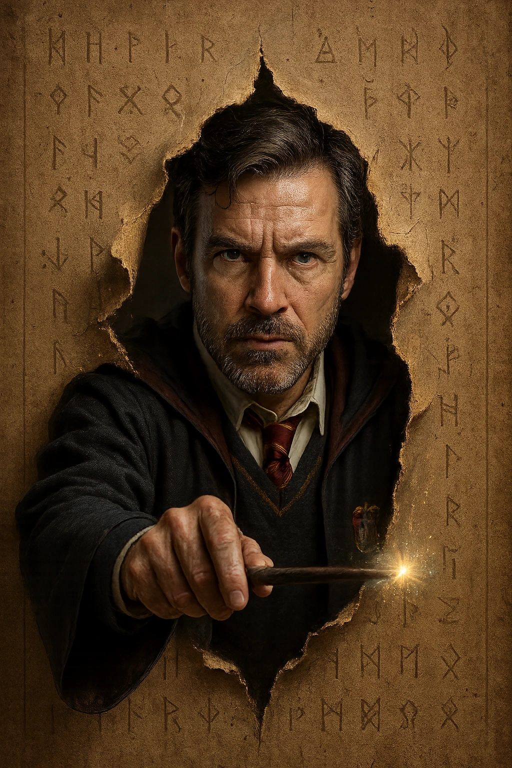Torn paper with wizard