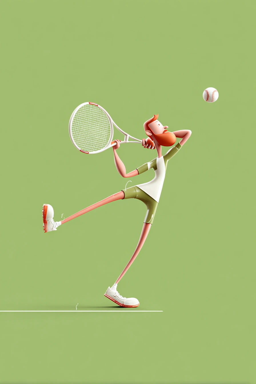 3D cartoon tennis player