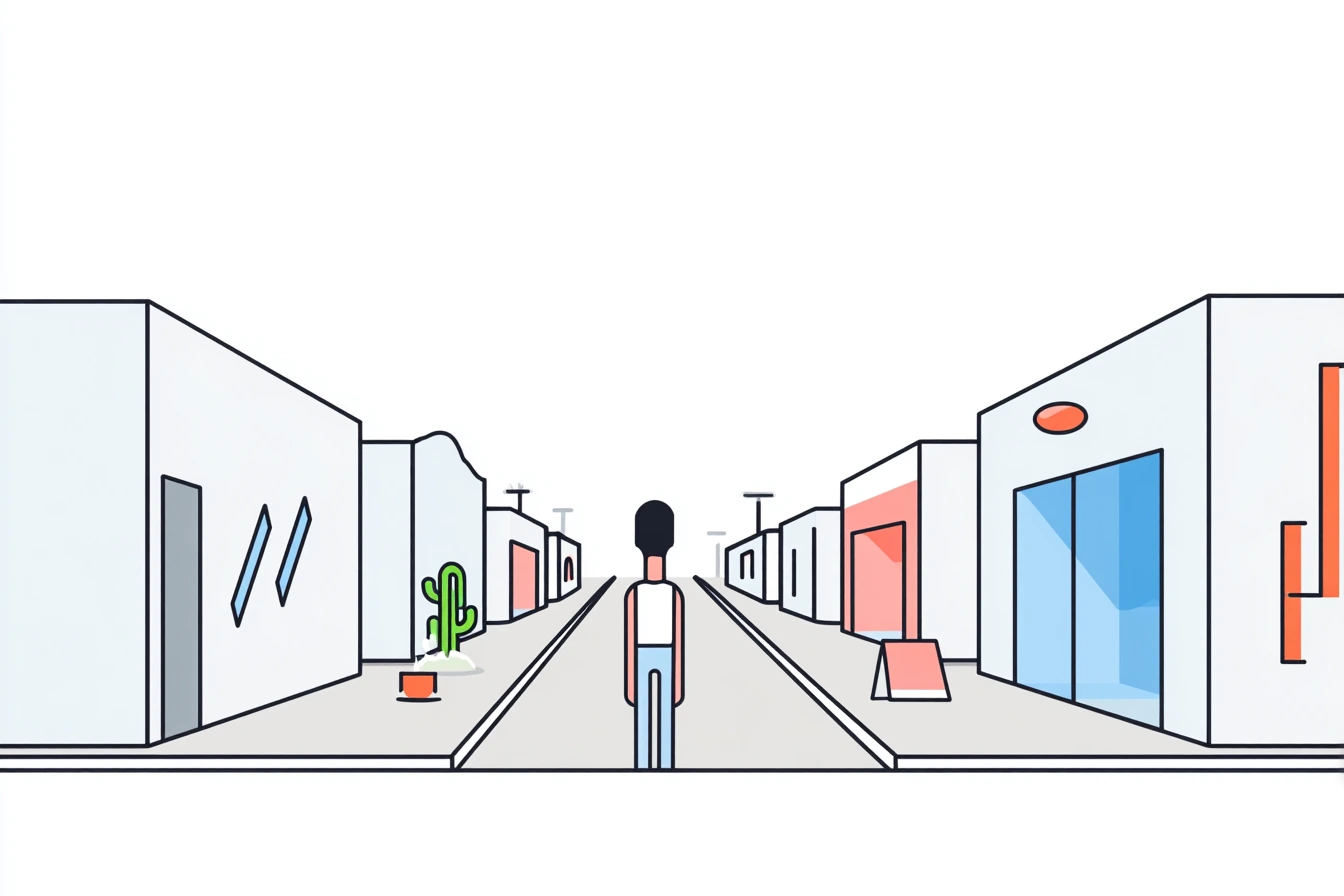 Minimalist flat illustration of  deserted street