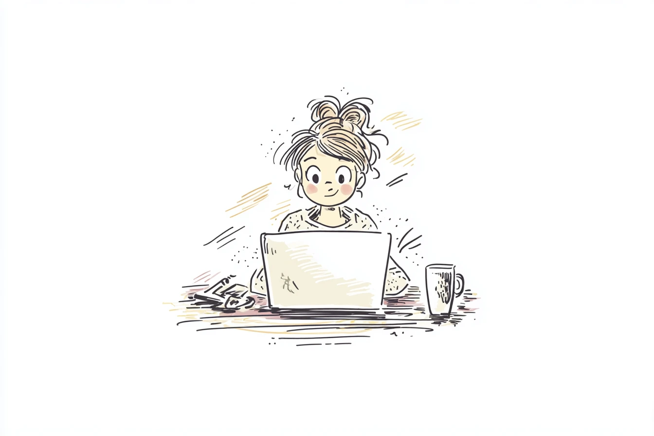 Girl at computer desk