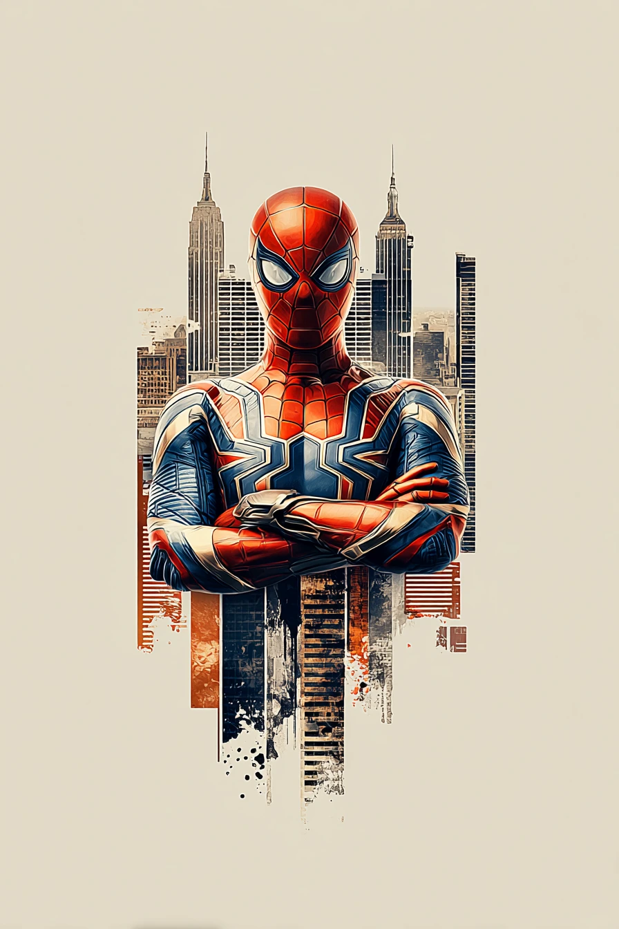 Spiderman portrait in collage style