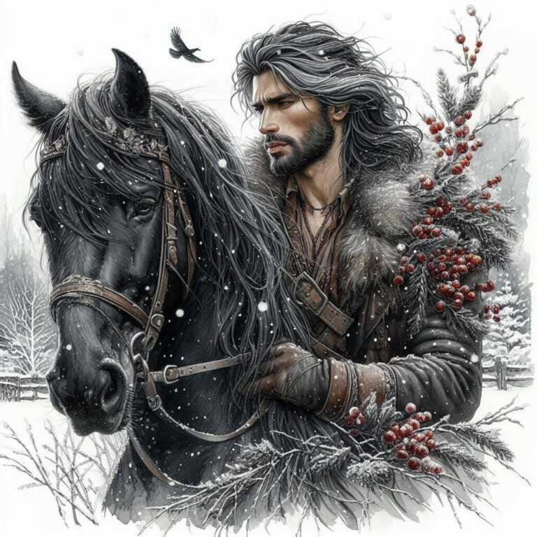 Heartwarming Winter Scene with Handsome Man