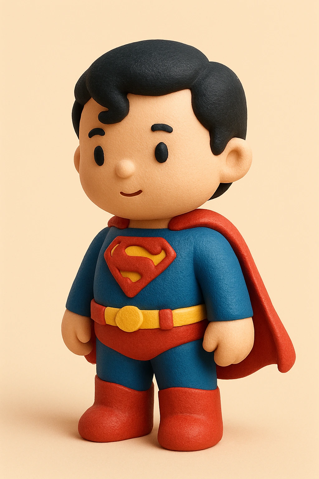 claymorphism pseudo-3D vector figurine of superman