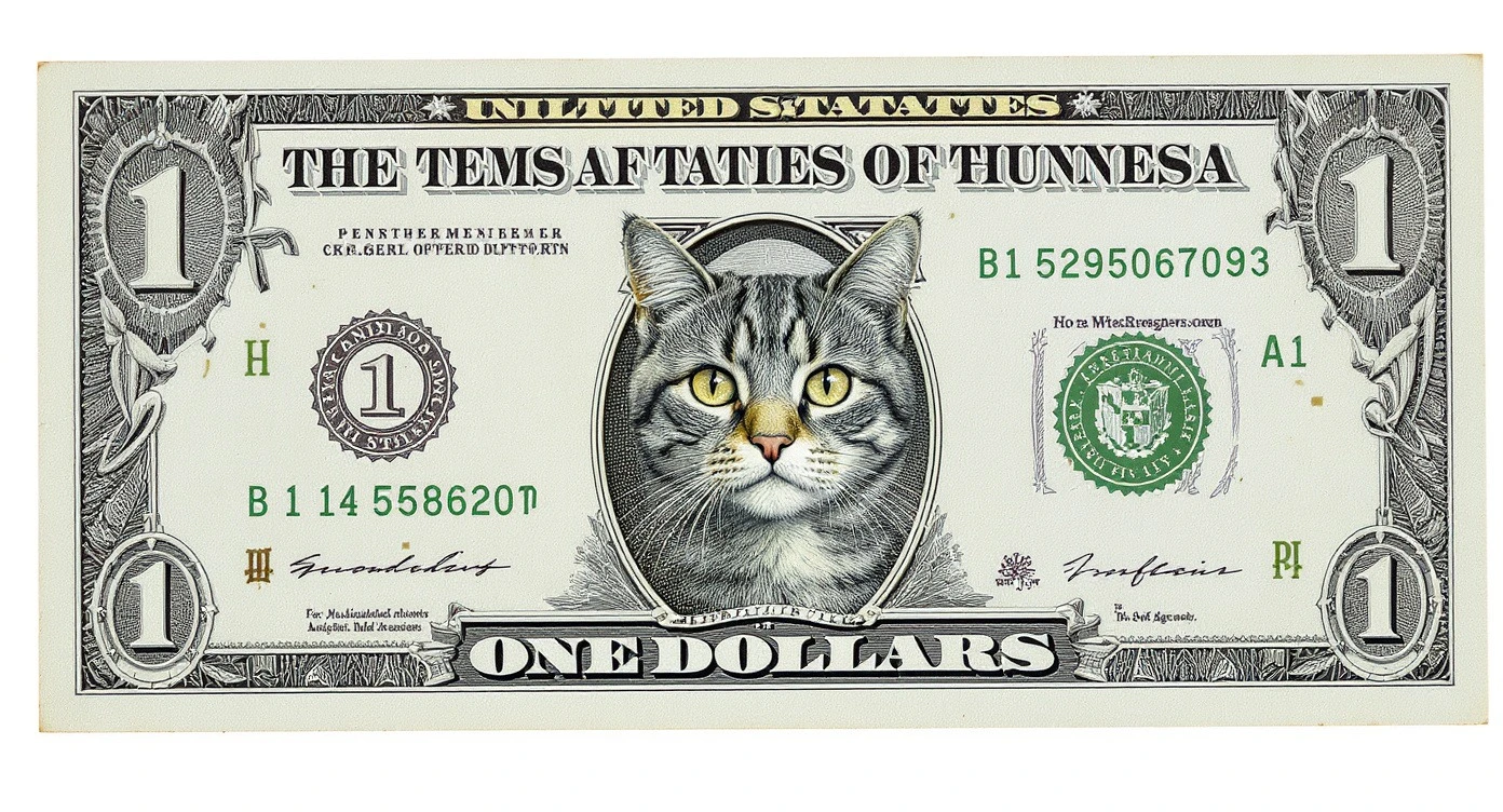 Cat face in one dollar