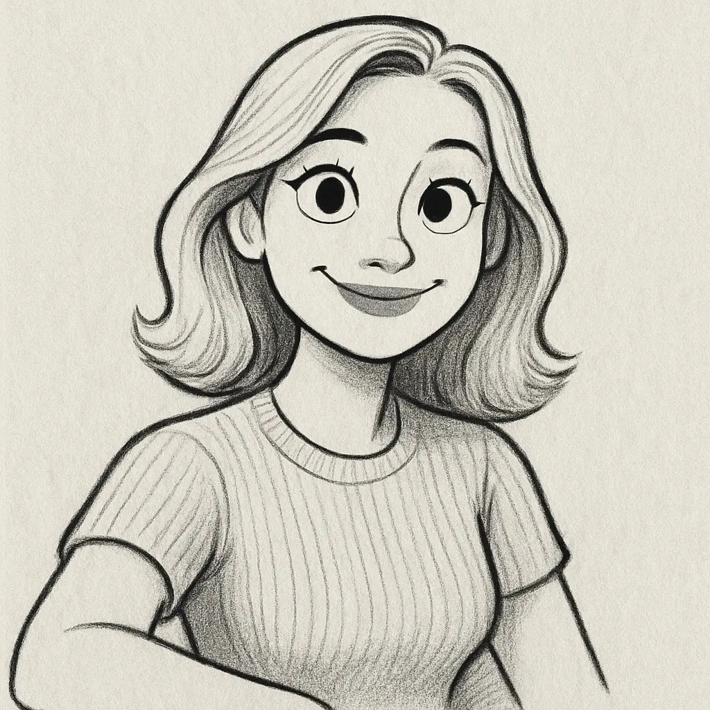 Funny grayscale sketch of woman portrait