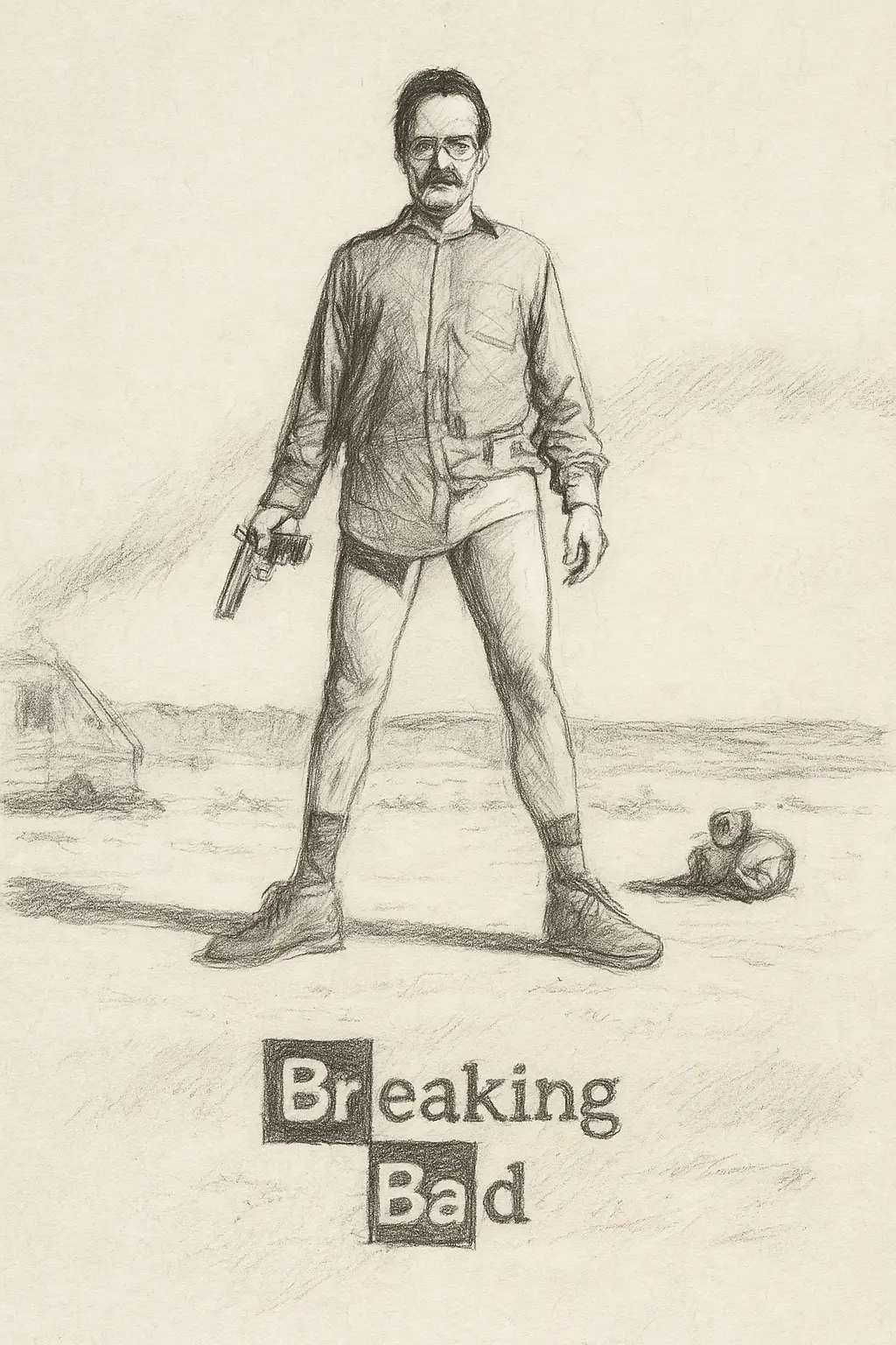Grayscale sketch of breaking bad