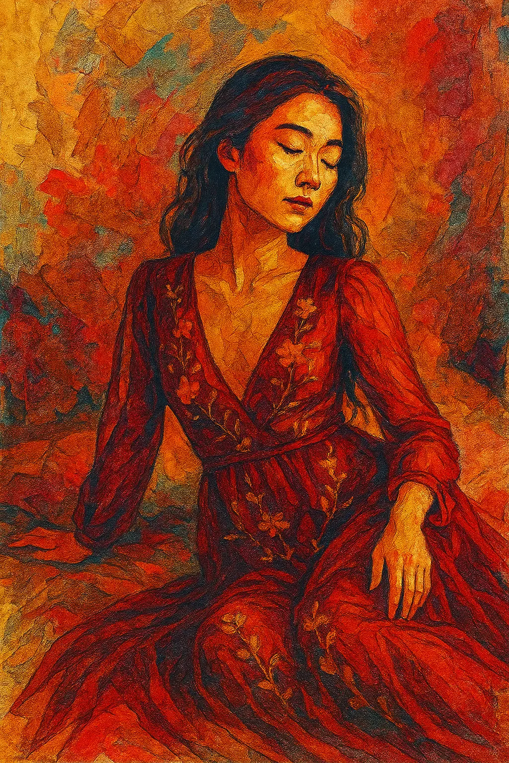 Textured illustration style of women portrait