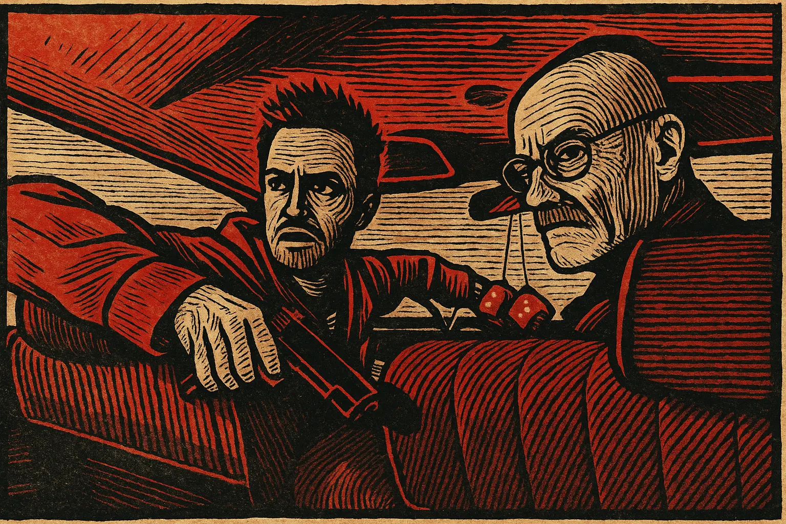 Woodblock print style breaking bad