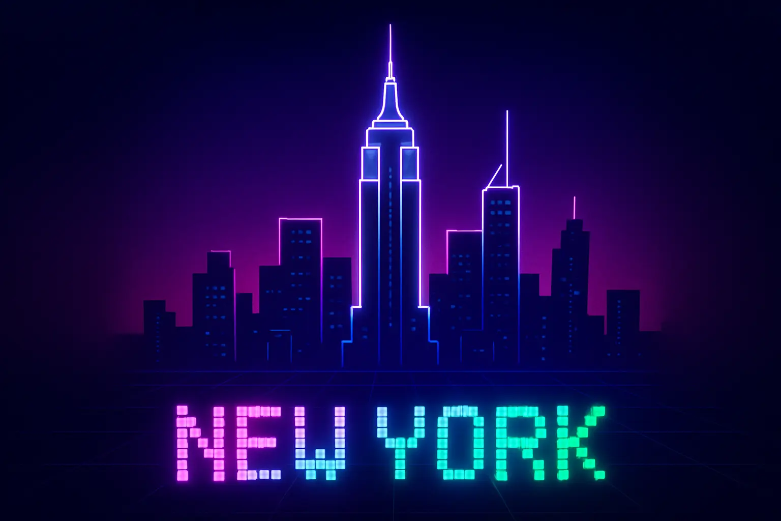Digital neon poster of new york