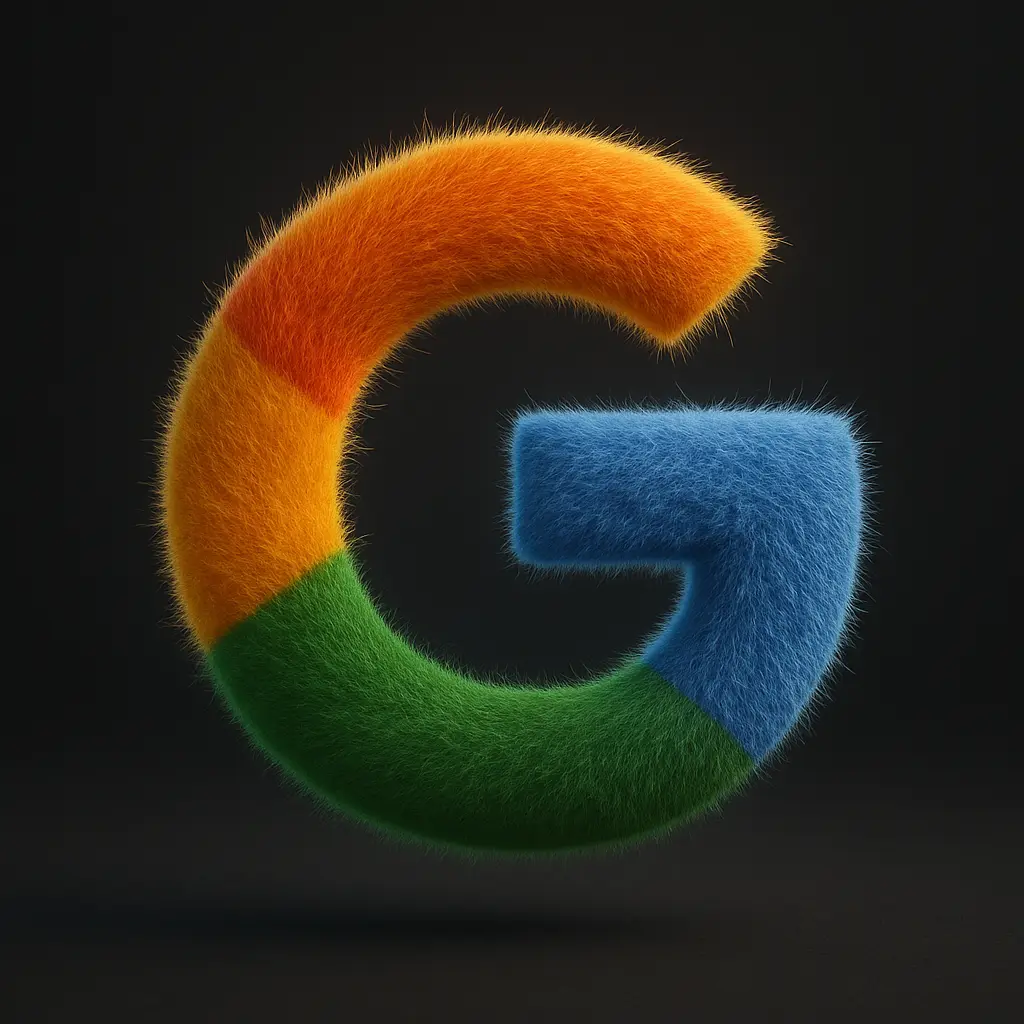 3D fur-convered style logo of google