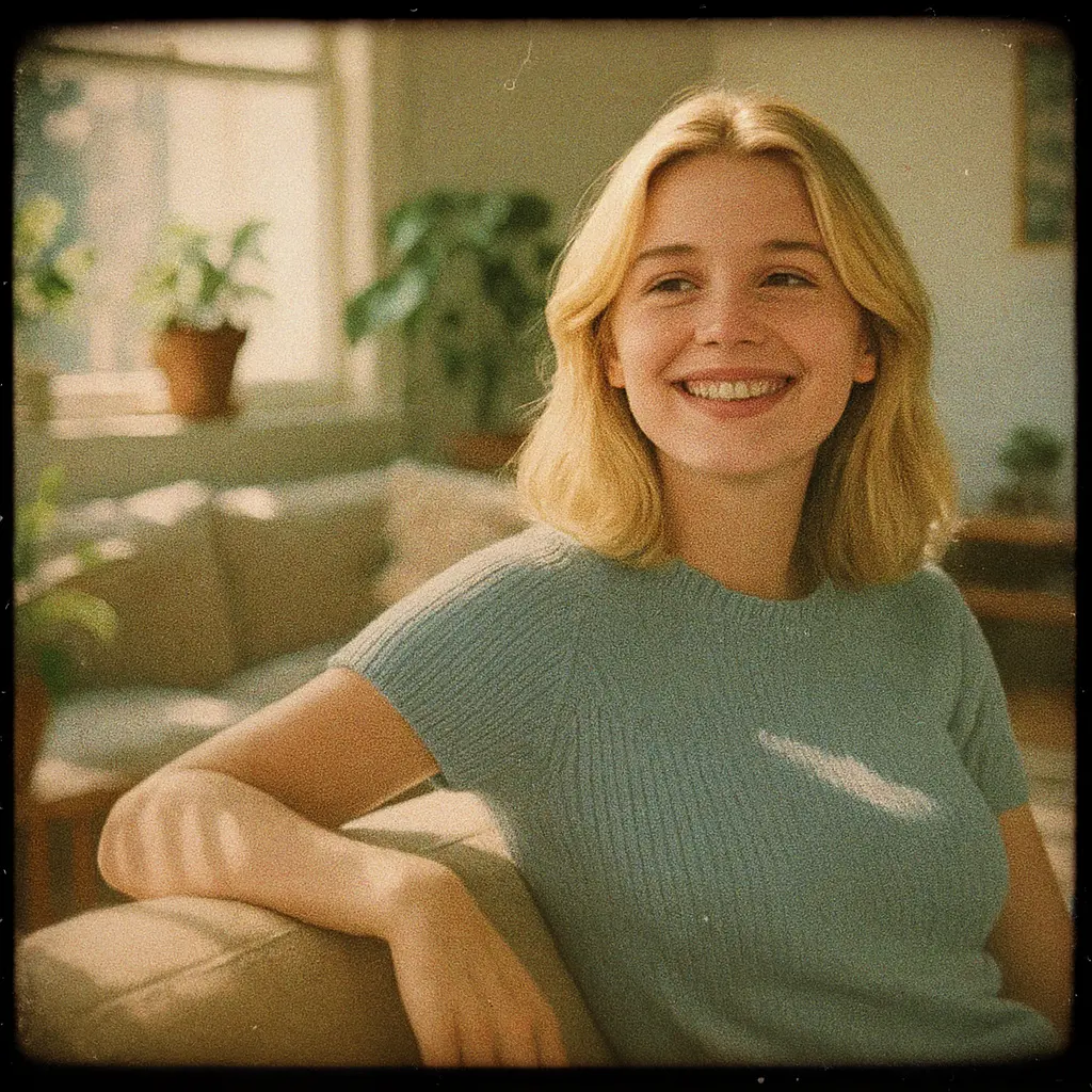 90s moblie phone filter women portrait