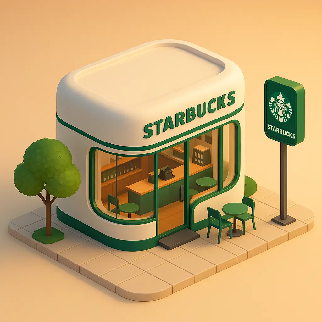 3D isometric illustration store of starbucks