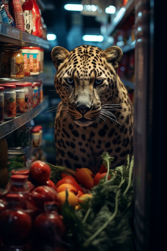 Leopard Hiding Inside Grocery Store Aisle