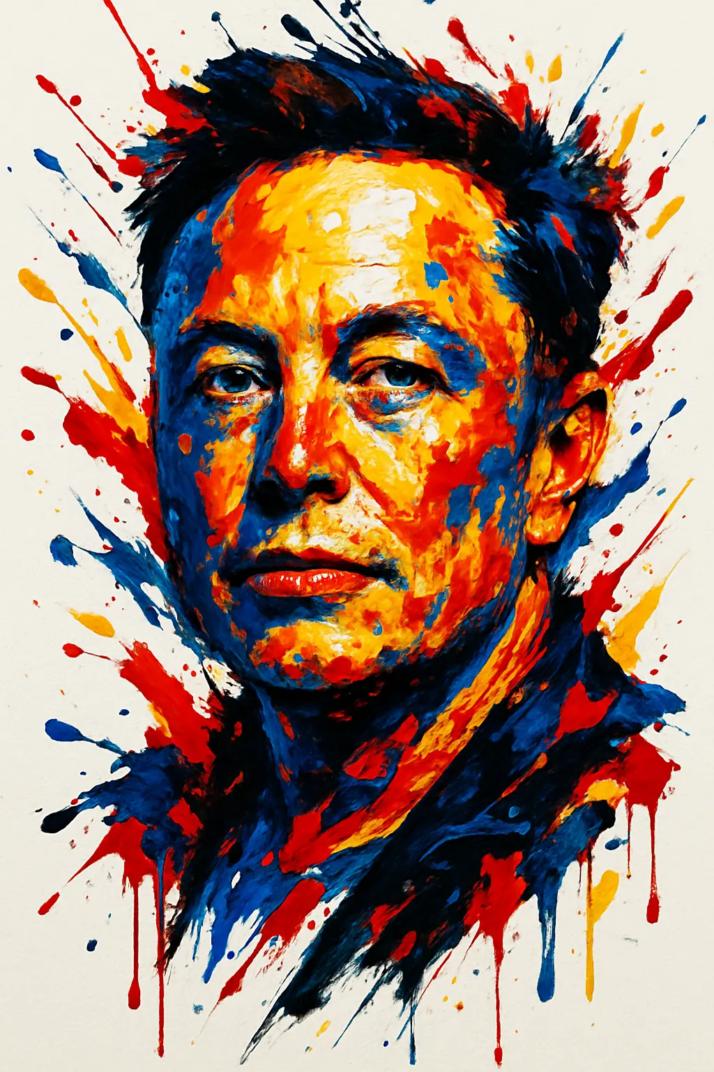 Splash paint style portrait of elon musk
