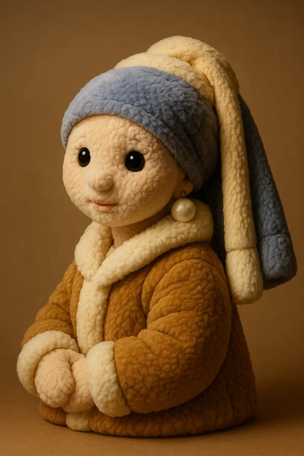 Plush style girl in pearl earring