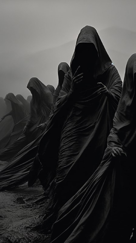Hooded Figures in Salgado Style Documentary Photo