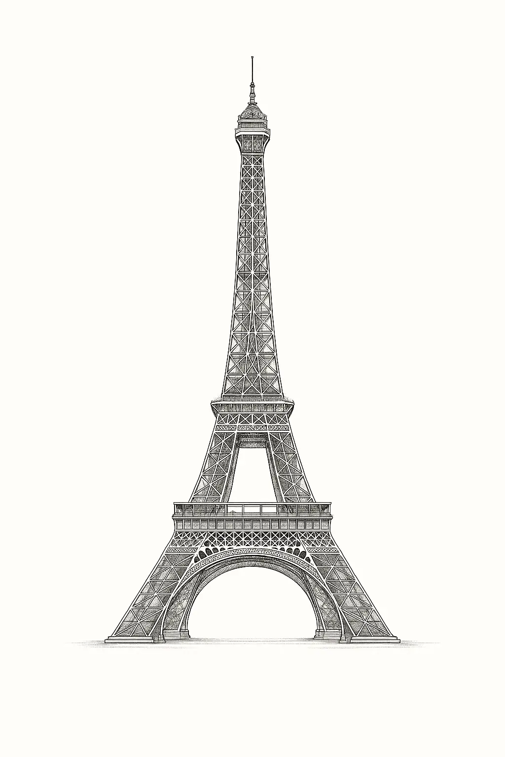 Black and white illustrion of Effiel Tower