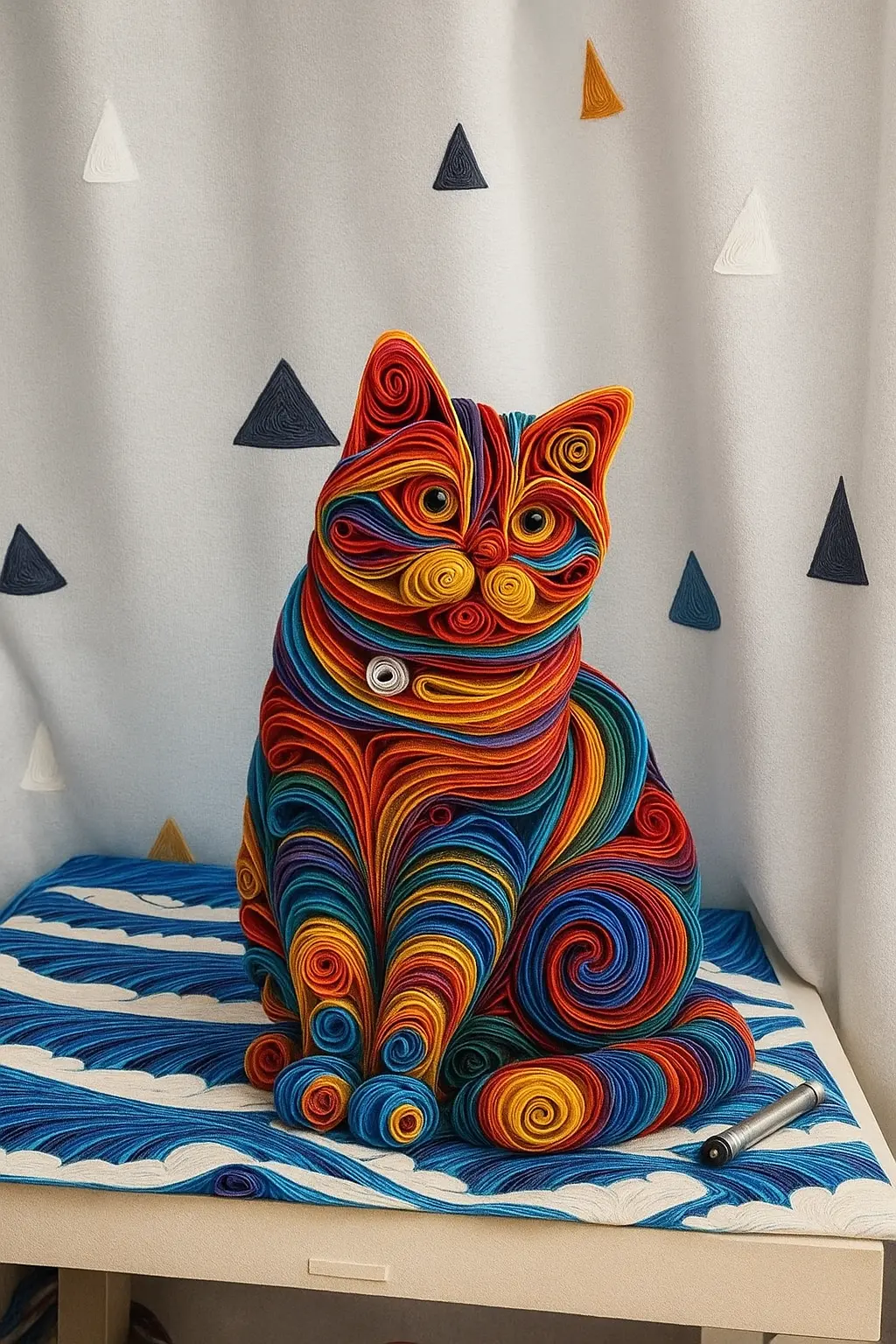 Colorful quilling style cat