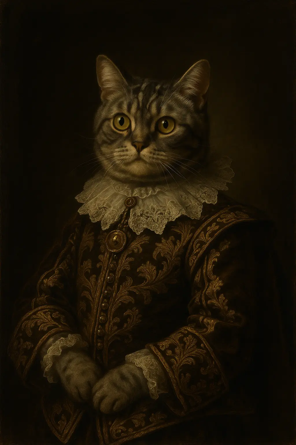 Royal pet portrait of a cat