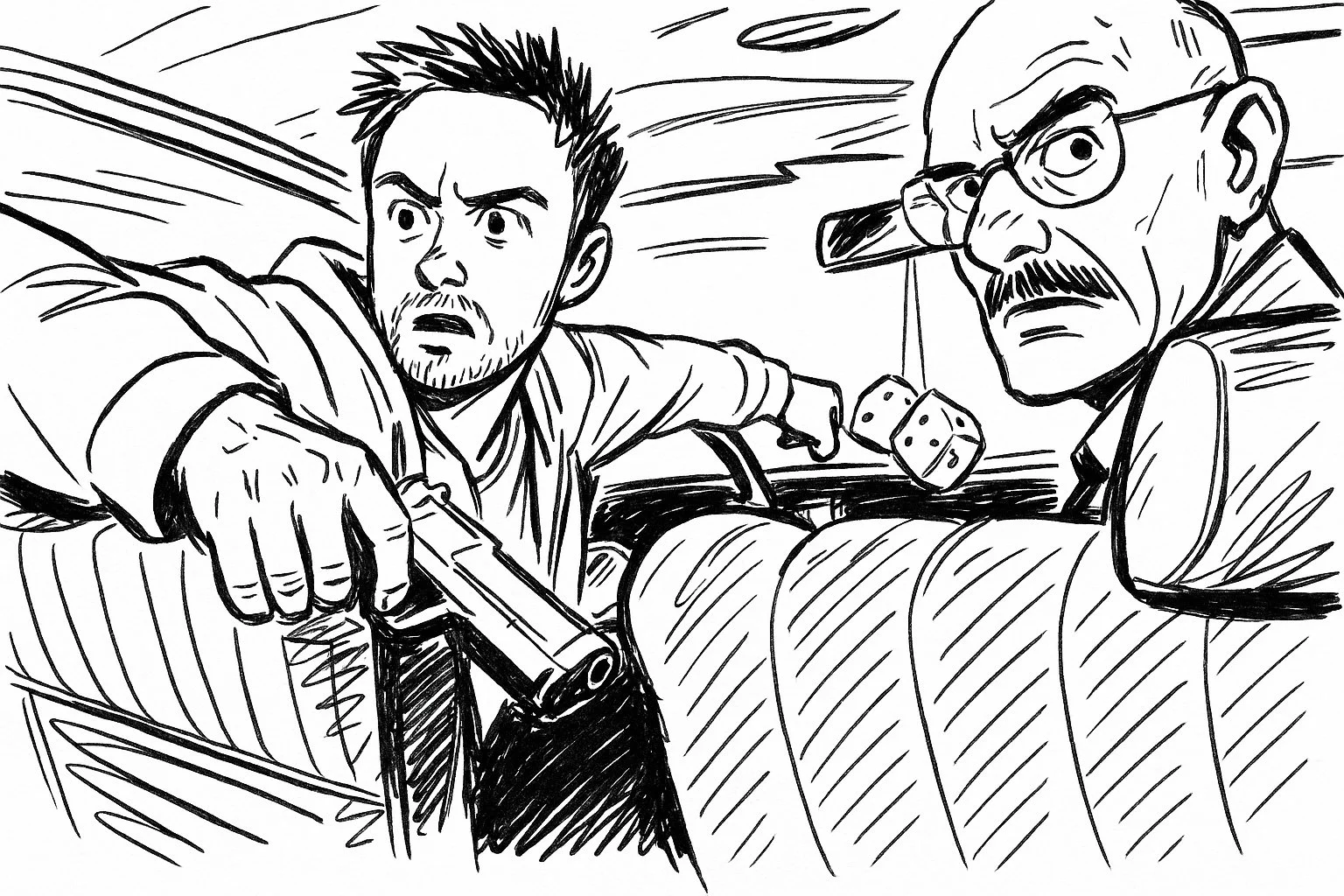 Hand drawing comic-style breaking bad
