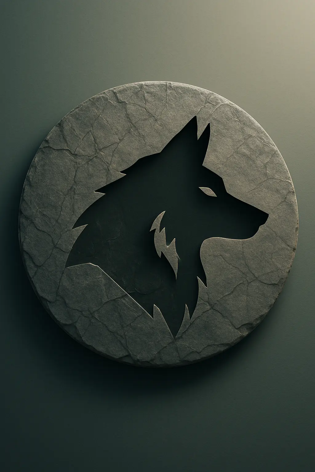 Stone with wolf head cut out
