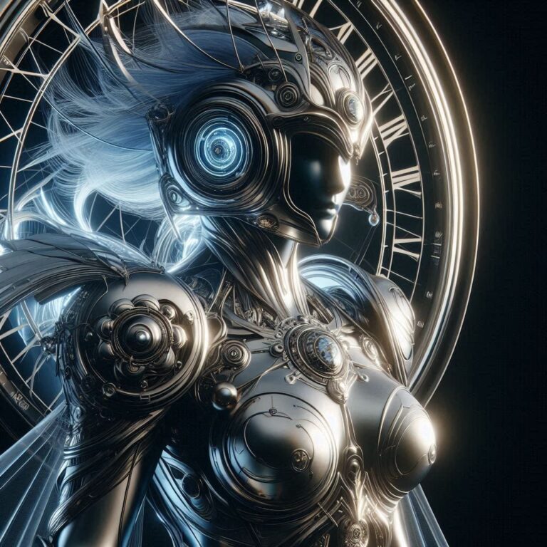 Guardian of the Cosmic Clock in Metallic Armor