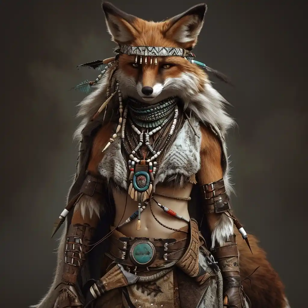Fox Warrior in Native Attire