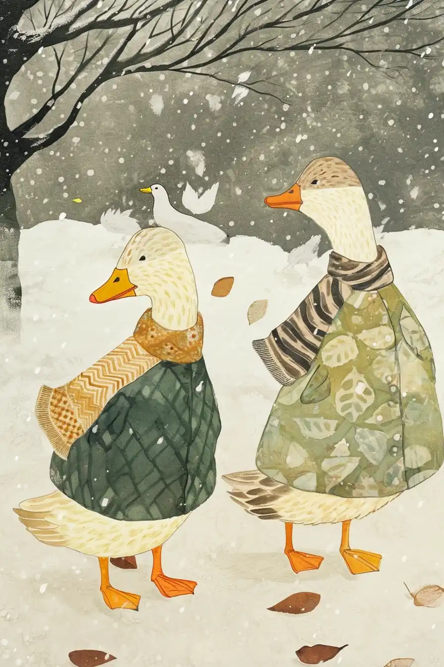 Detailed Ducks on Walk