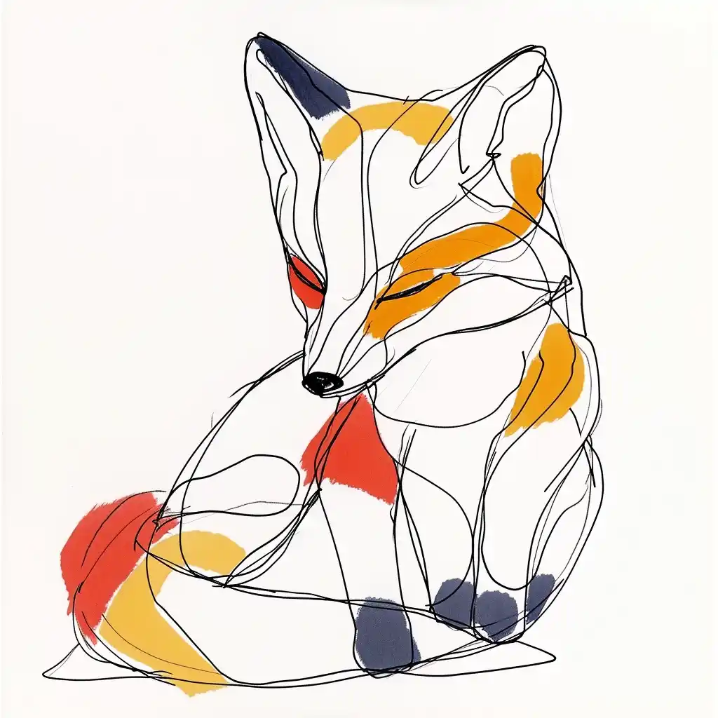 Minimalistic One-Line Fox
