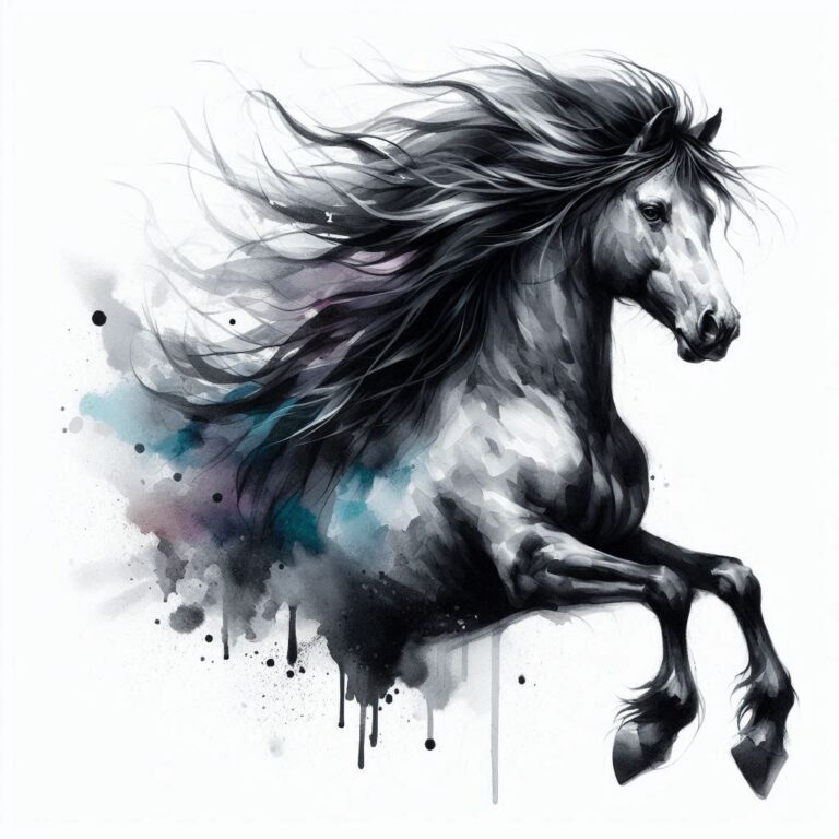 Majestic Horse With Colorful Windblown Mane
