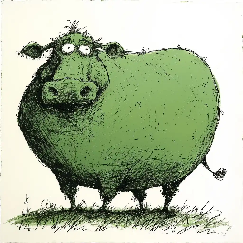 Playful Cow in Comic Style