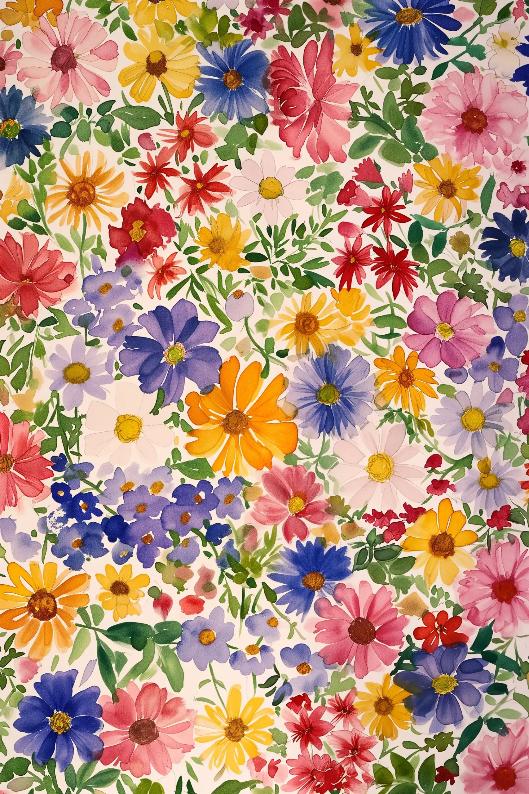 European Summer Blossoms Watercolour