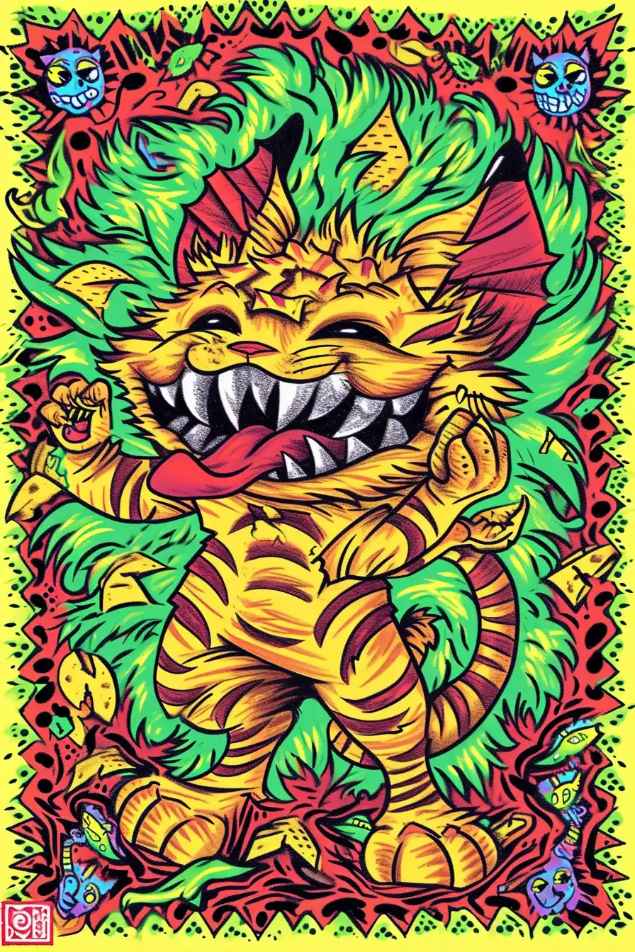 Psychedelic Grinning Kitten