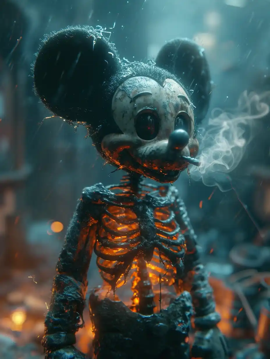 Hyperrealistic Tattooed Mickey Mouse in Prison