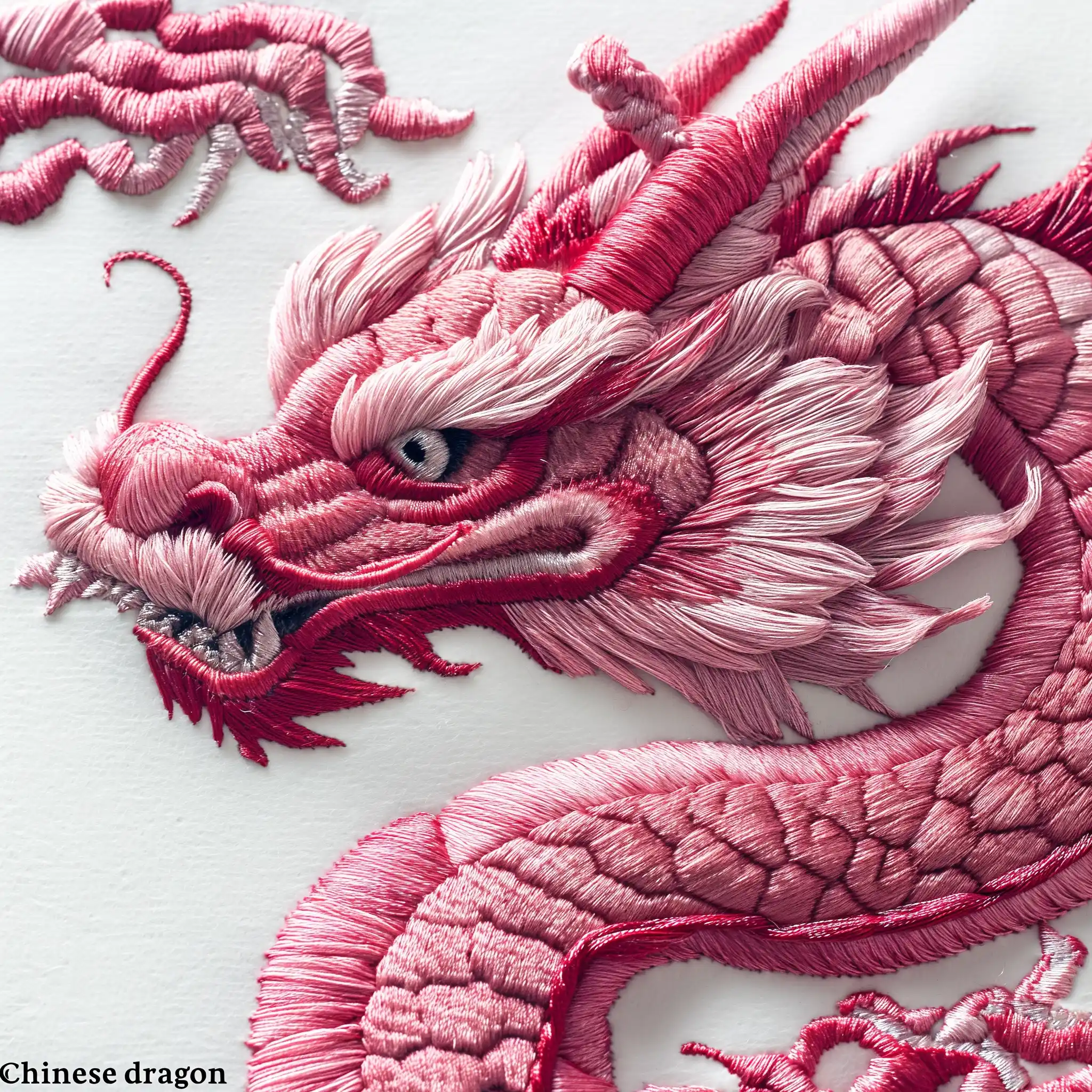Embroidered Pink Dragon