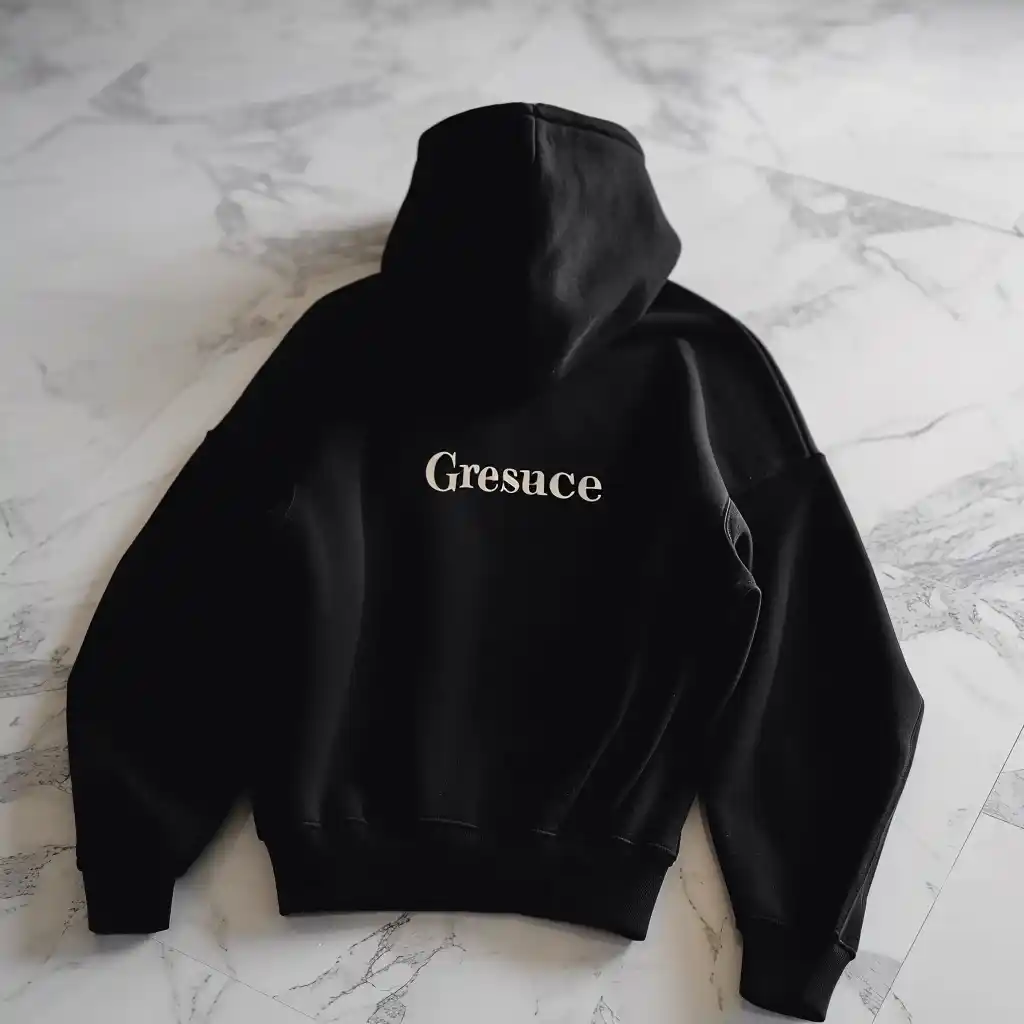 Photorealistic Oversized Hoodie on Marble Floor