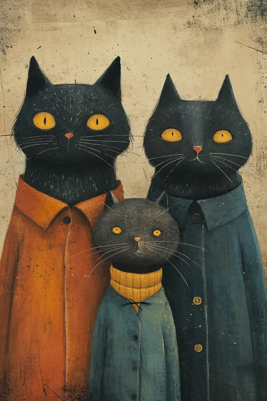 Retro Cats Family Portrait