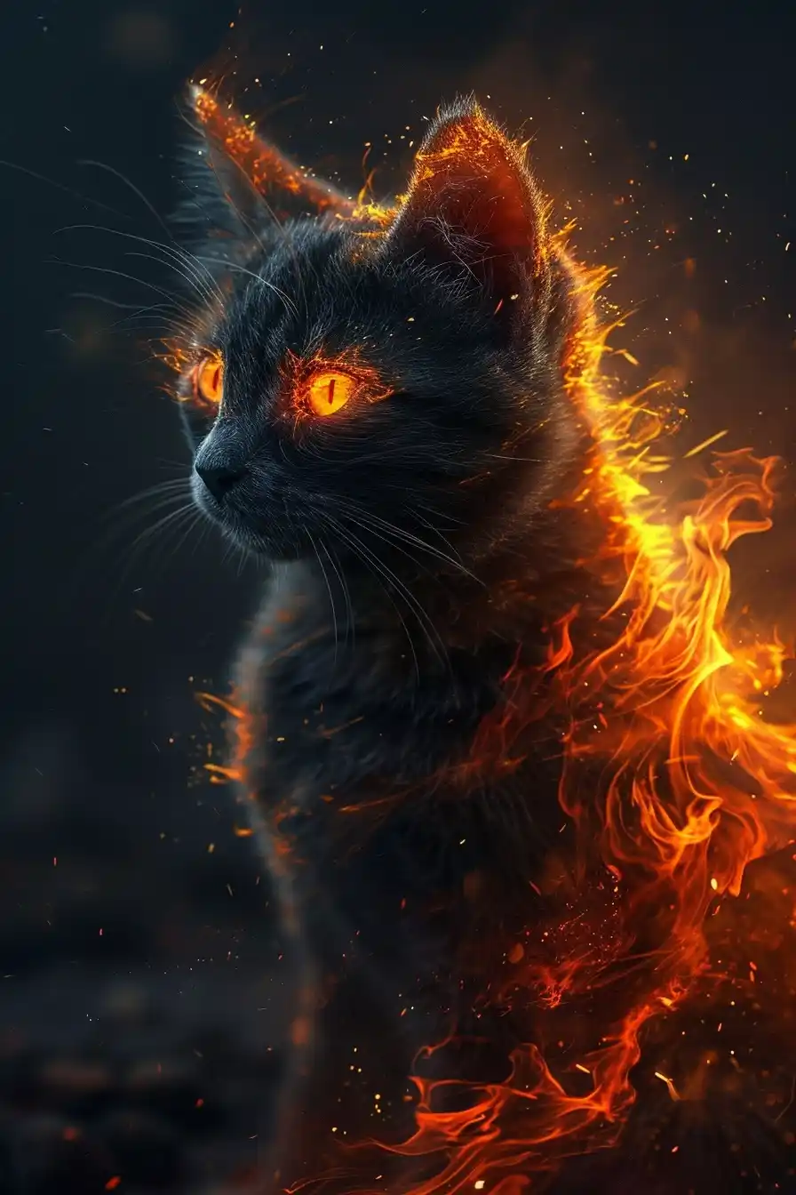 Fiery Feline Dreamscape