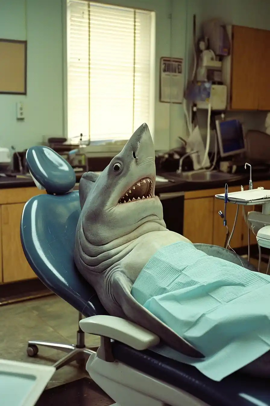 Relaxed Shark in Dentists Chair