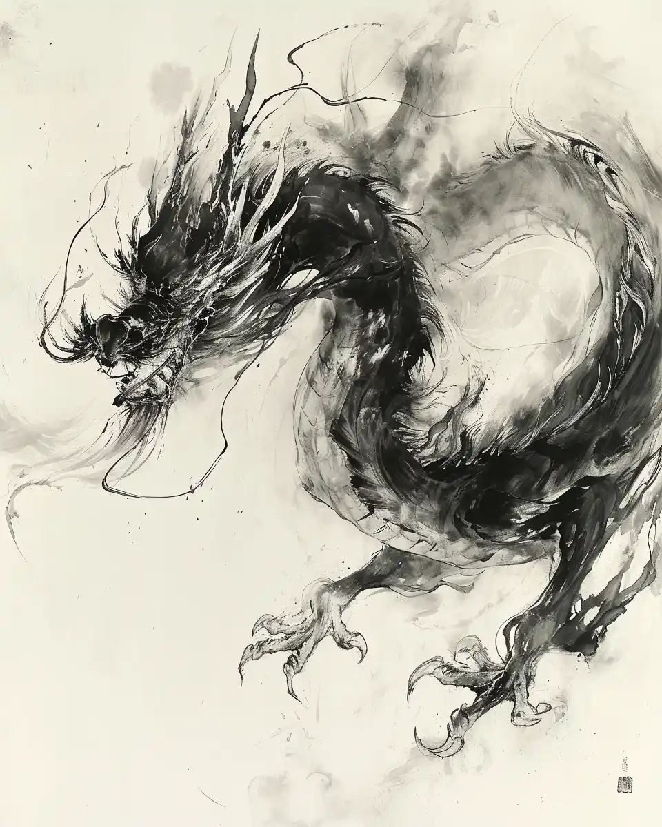 Colorful Dragon in Ink
