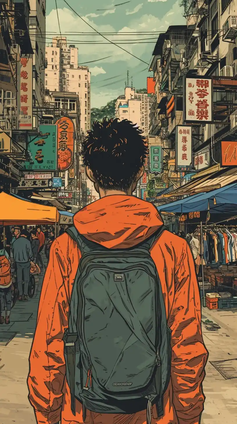 Contemplative Shopper in Comic Book Style