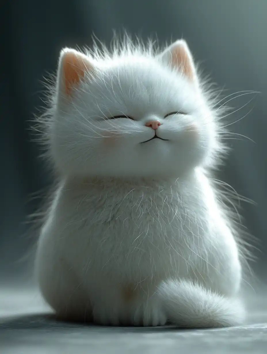 White Cat in Acrylic Clay 3D Render