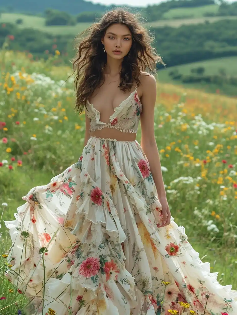 Floral Dress on Green Hill