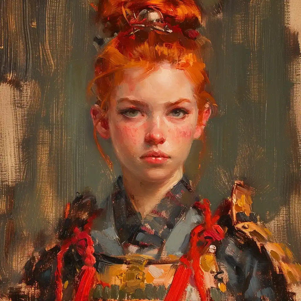 Red-Haired Samurai Tiny Oil