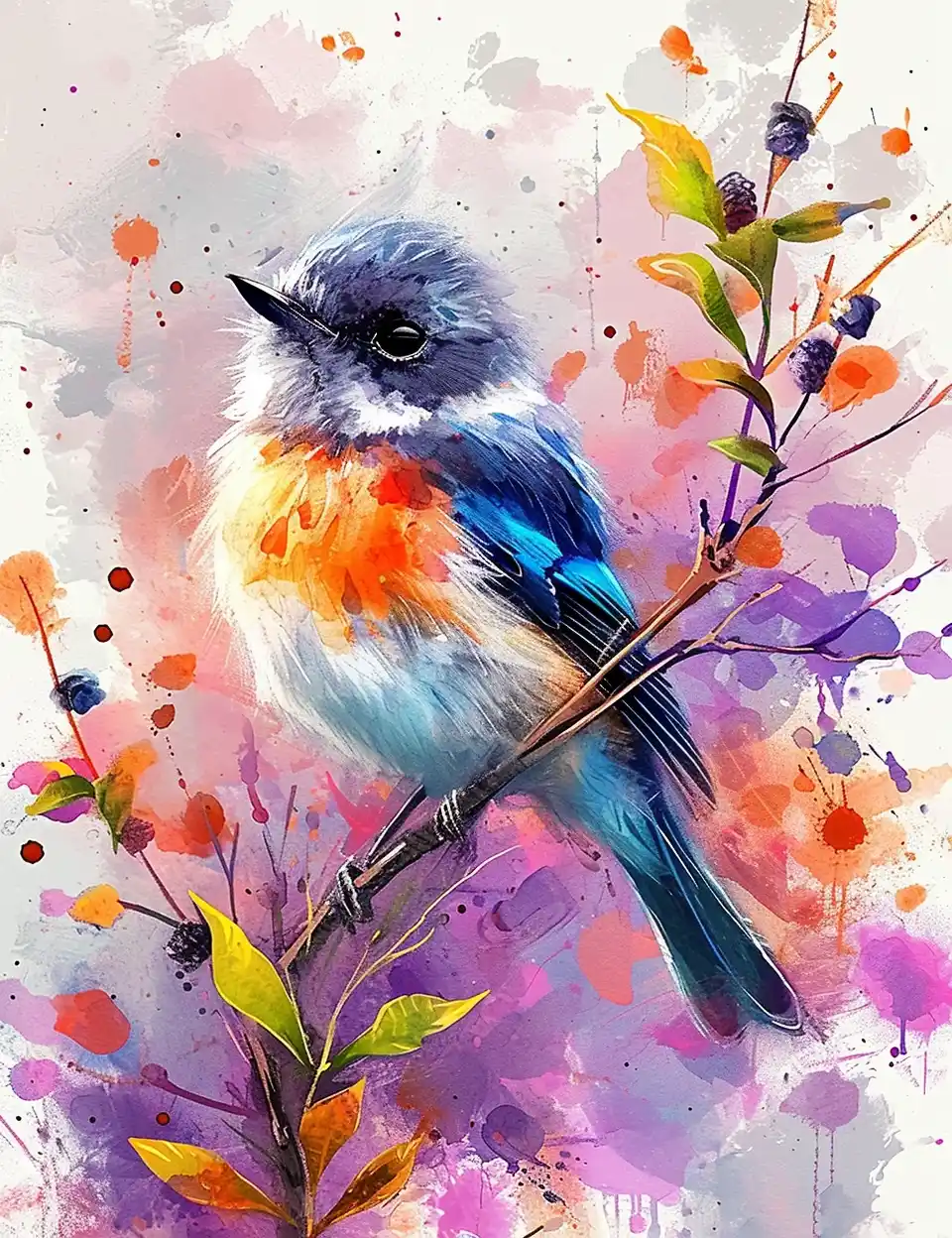 Watercolor Bird in Spiros Style