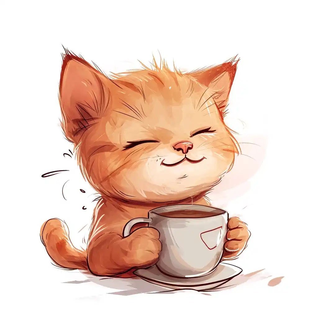 Cartoon Kitten Coffee