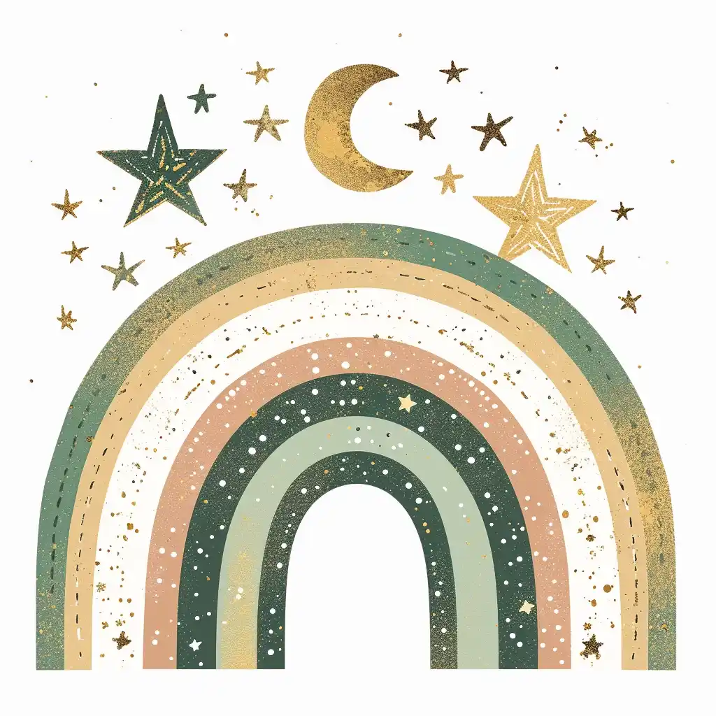 Rustic Rainbow with Moon